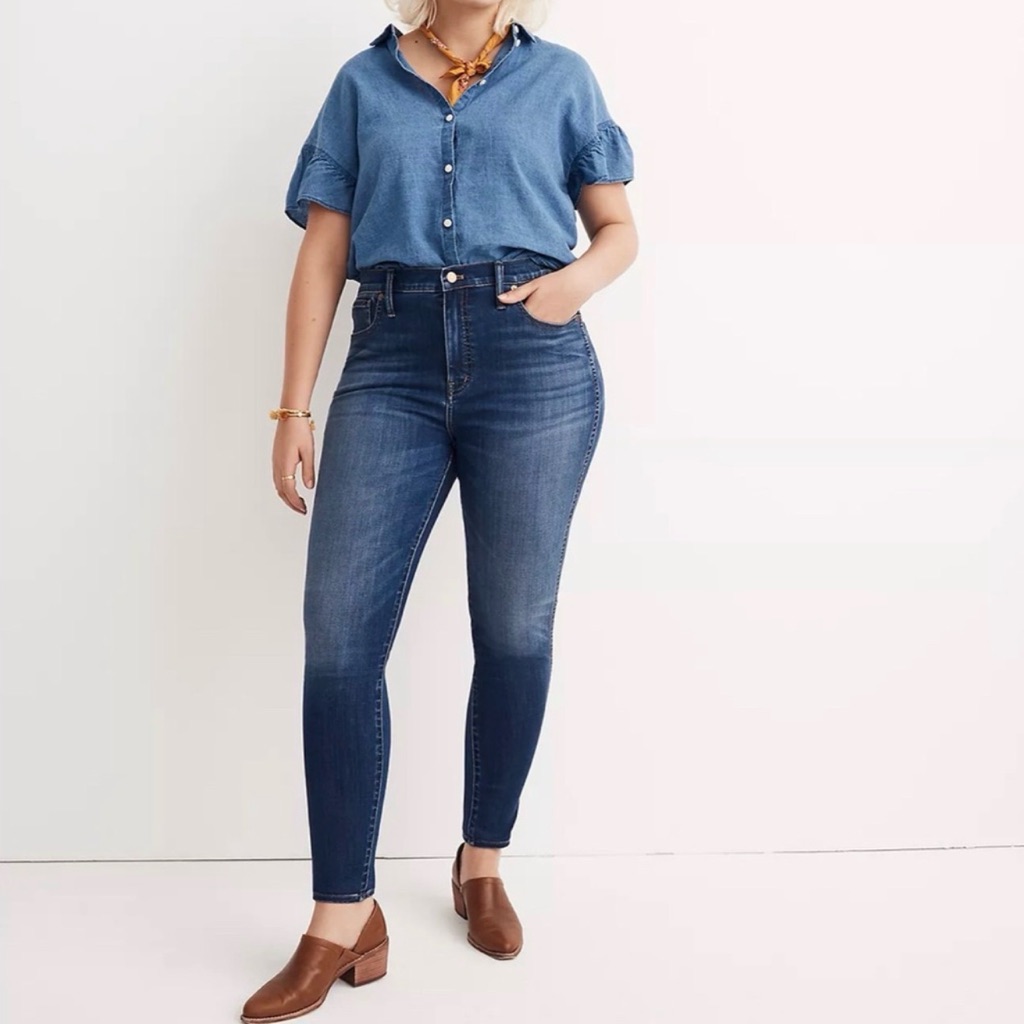 Madewell 10" High-Rise Skinny Jeans Cotton Tencel Denim Plus Size 37